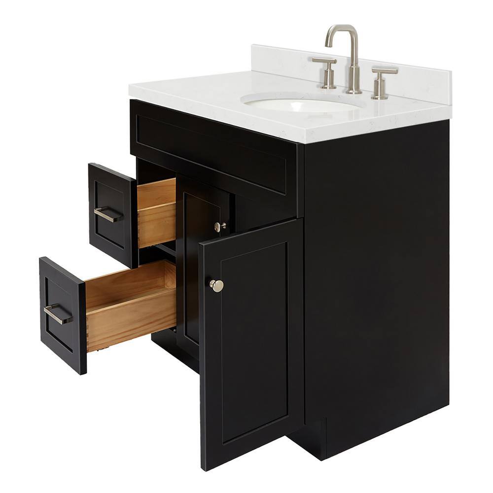 Hamlet 36" Black Wood Single Basin Vanity with Quartz Top