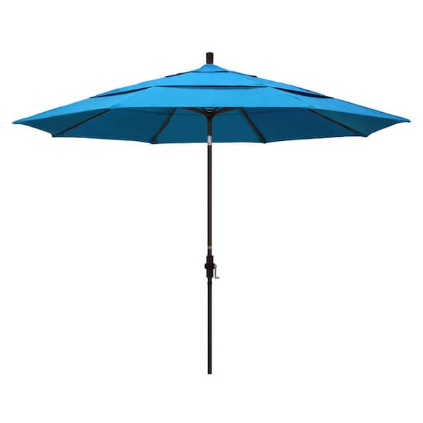 California Umbrella 11 ft. Bronze Aluminum Market Patio Umbrella with ...