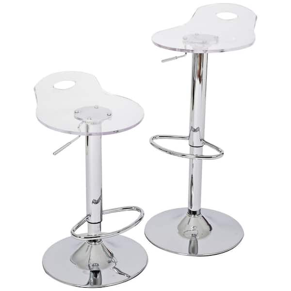 RST Living 31 in. Airlift Portola Acrylic Bar Stool in Clear (2-Pack)