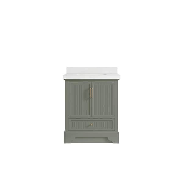 Willow Collections Alys 30 in. W x 22 in. D x 36 in. H Single Sink Bath Vanity Center in Evergreen with 2 in. Empira Qt. Top