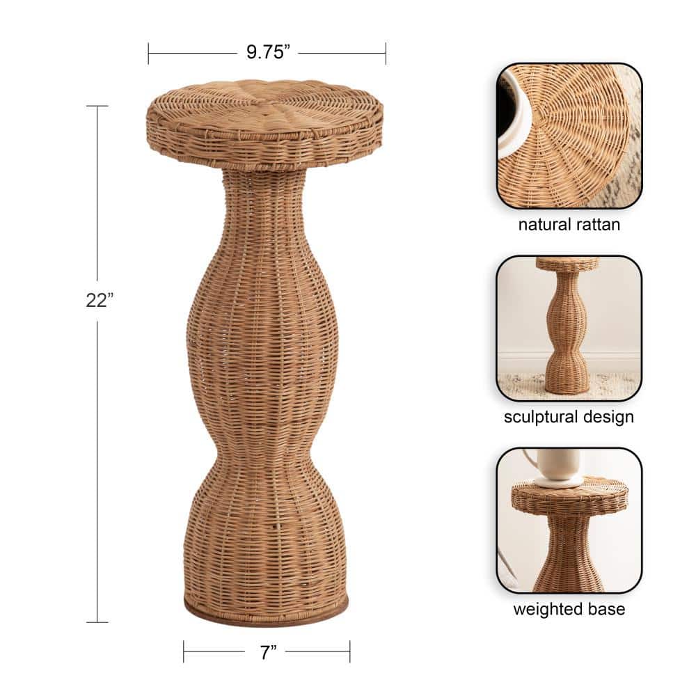 Sula 10 in. Natural Round Natural Material End Table - thumbnail 4