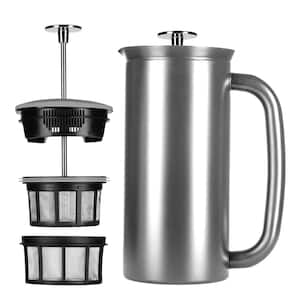 32-oz French Press Coffee Maker, Brushed Silver