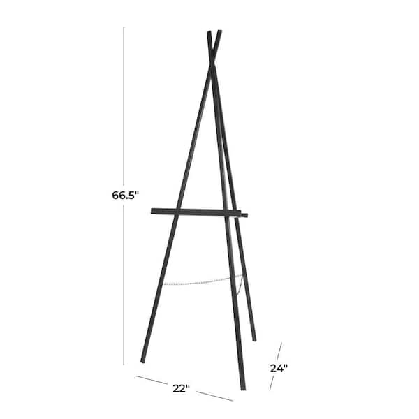 67 in. Black Metal Tall Adjustable Minimalistic Tabletop Display 2 Tier Easel