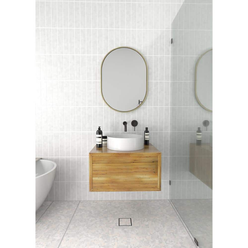 Satin Brass Full Length Rectangular Wood Mirror 28" x 20"