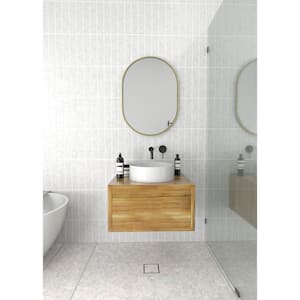 20 in. W x 28 in. H Framed Oval Bathroom Vanity Mirror in Satin Brass