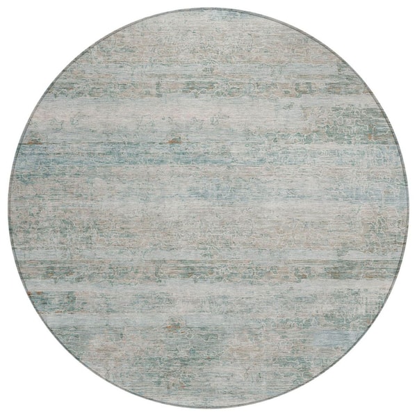 Chantille Machine Washable Indoor/Outdoor Abstract ACN2154 Aqua 8 ft. x 8 ft. Area Rug