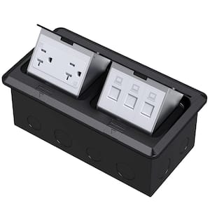 20 Amp 120-Volt Tamper Resistant Floor Box Electrical Kit Outlet Black