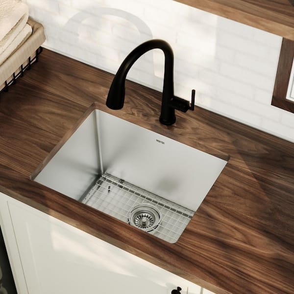 Karran 23 in. Undermount Single Bowl 16-Gauge Stainless Steel Kitchen Sink