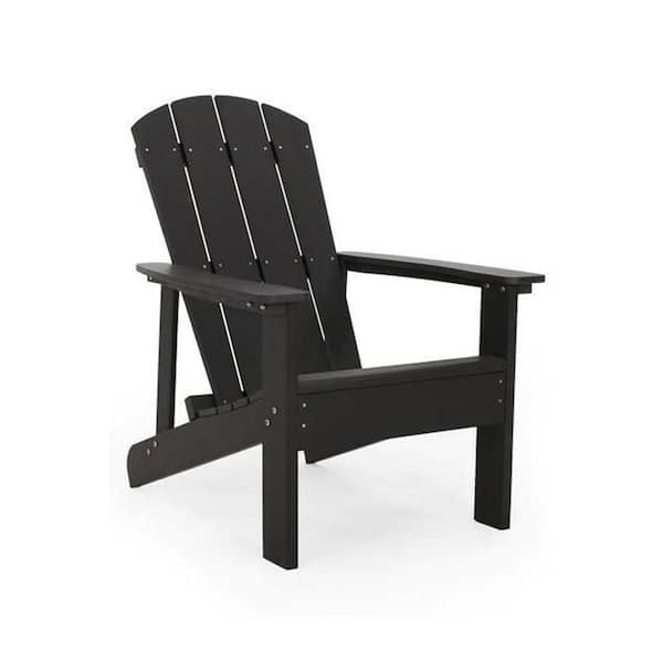 Kahomvis Classic Black Wood Adirondack Chair (1-Pack)
