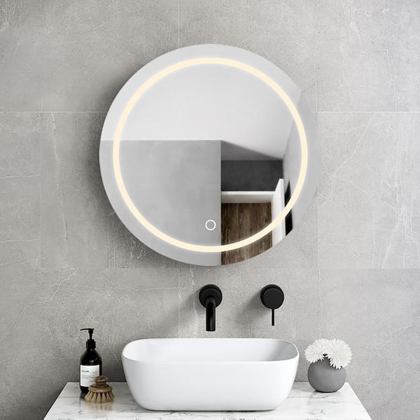 Staykiwi 24 in. W x 24 in. H 3 colors with light Round Iron Medicine Cabinet with Mirror