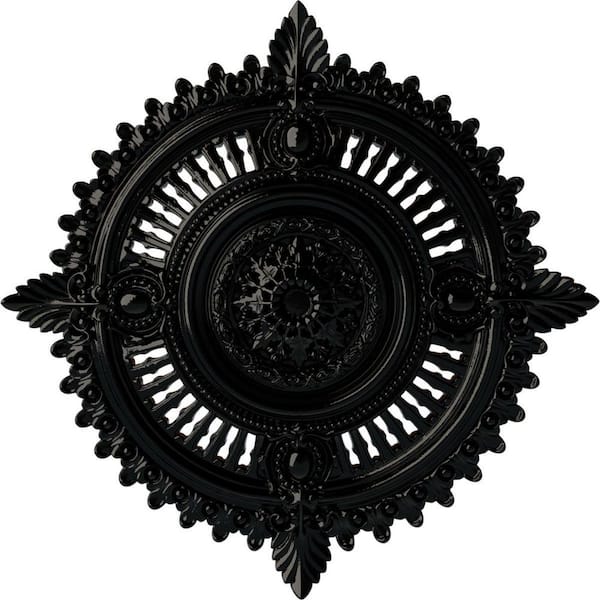 Ekena Millwork 4 in. x 29-1/8 in. x 29-1/8 in. Polyurethane Haylynn Ceiling Medallion, Black Pearl