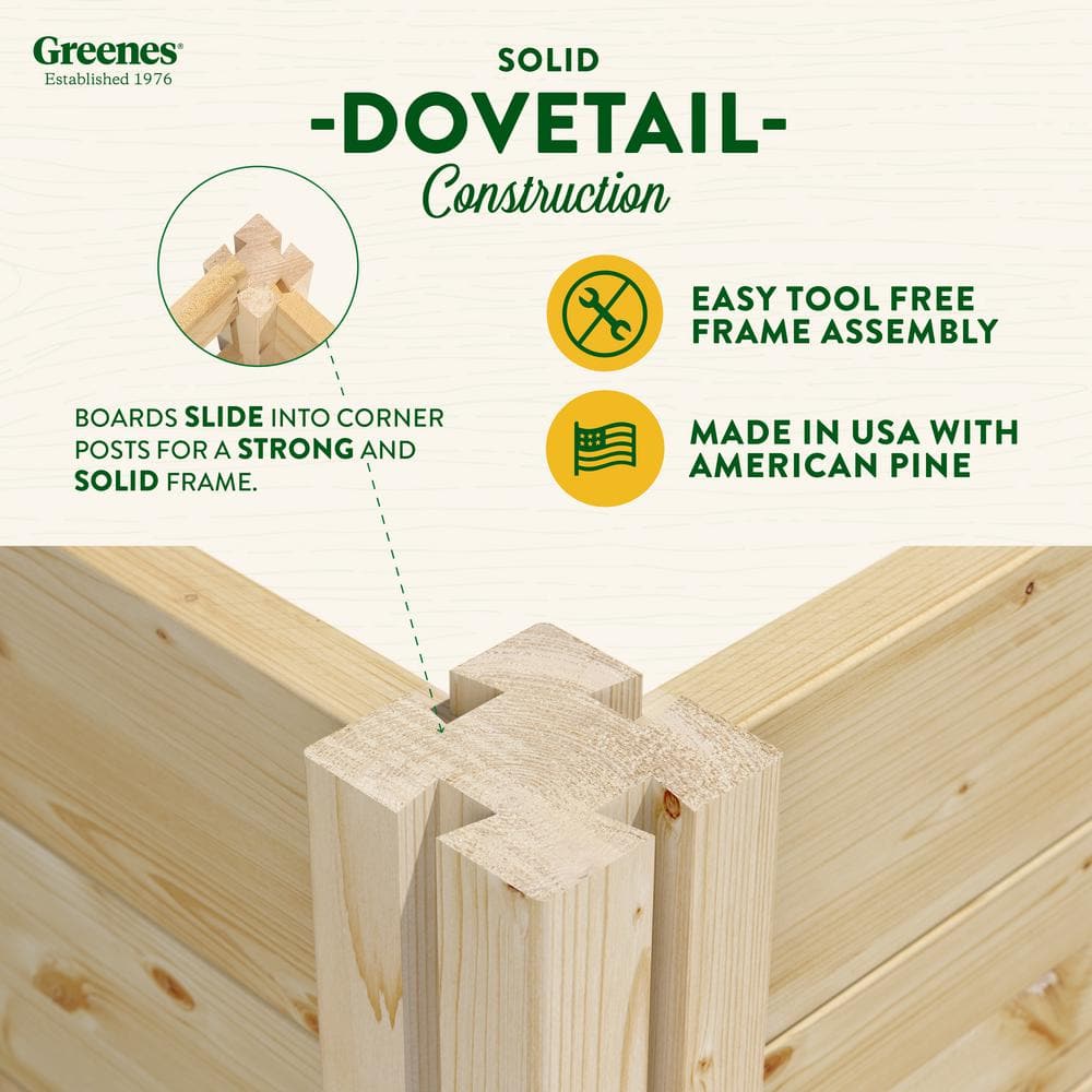 Green 48" x 48" x 7" Pine Raised Garden Bed