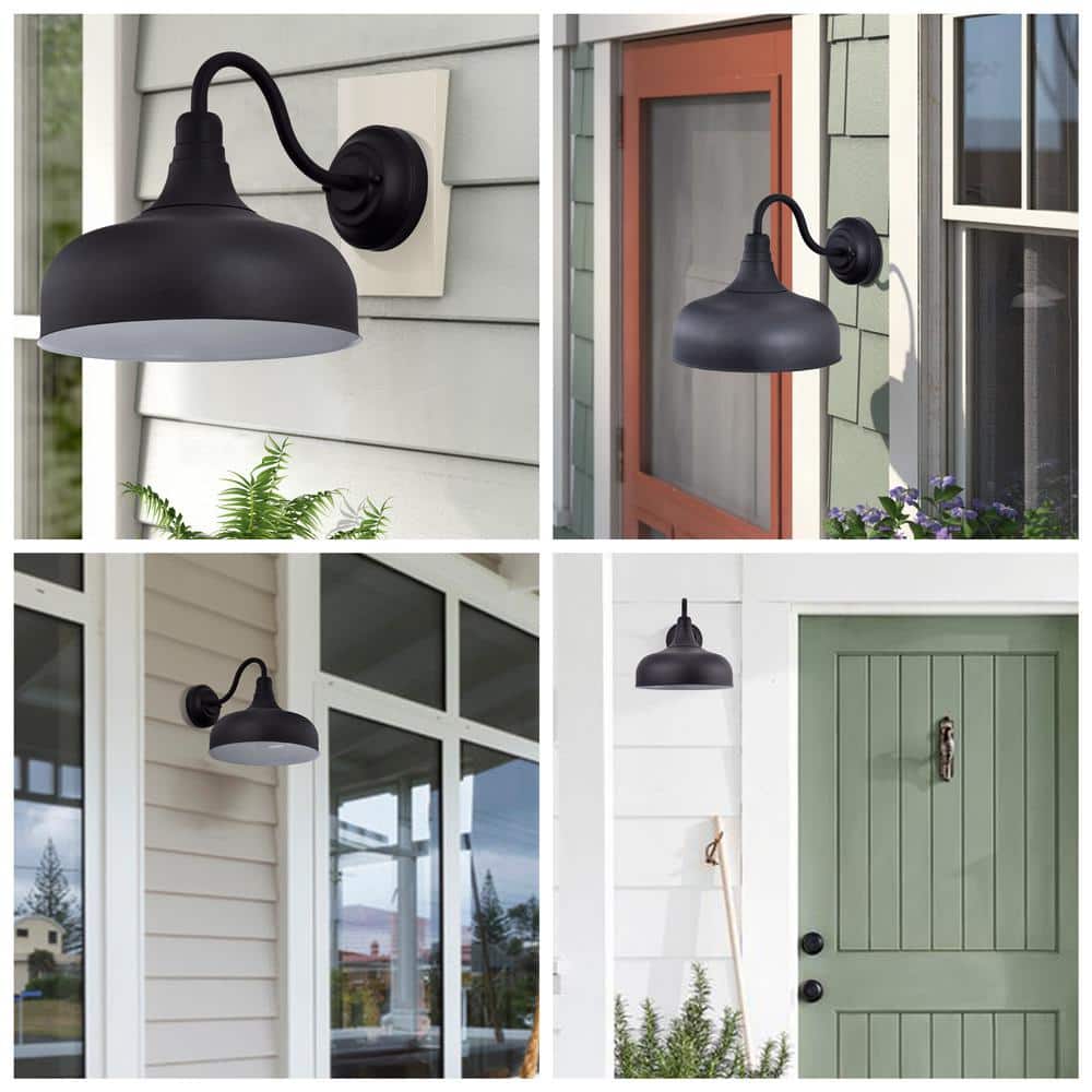 Matte Black Industrial LED Outdoor Barn Light Sconce