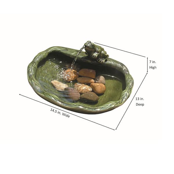 Smart Solar Green Glazed Ceramic Frog Solar Bird Bath Fountain Smart Solar Green Glazed Ceramic Frog Solar Bird Bath Fountain
