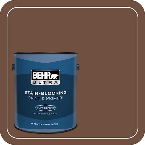 BEHR ULTRA 1 gal. #ICC-81 Traditional Leather Extra Durable Satin Enamel Interior Paint & Primer