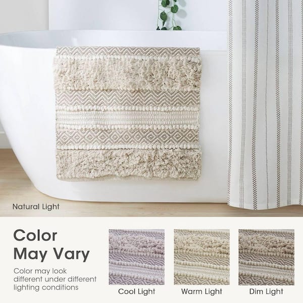 INK+IVY Asher 20 in. x 32 in. Natural Woven Texture Stripe Bath