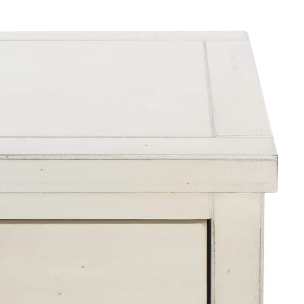 Beige Poplar Wood Nightstand with Storage Drawer