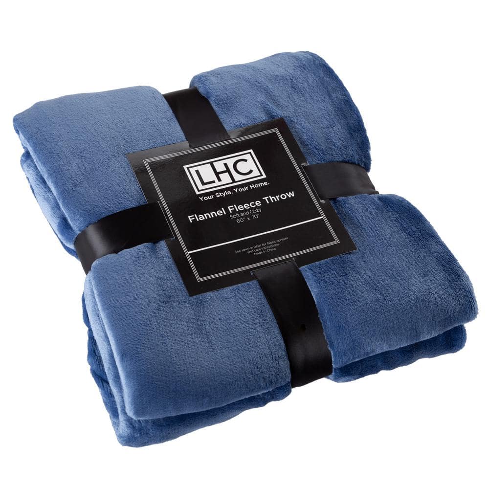 Oversized Blue Flannel Fleece Throw Blanket