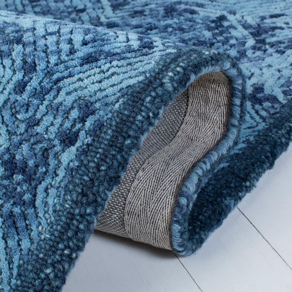 Silk Road Inspired Hand-Tufted Wool Rug in Luscious Blue - 5' x 8'