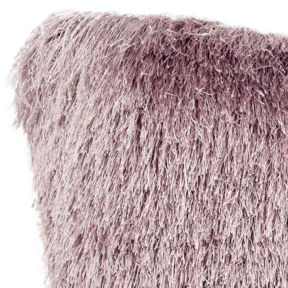 Lilac Shaggy Square Decorative Throw Pillow
