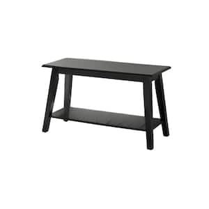 SignatureHome Delphi Black Finish Material Solid Woods Bench with Storage Shelf Dimensions: 30"W x 12"L x 18"H