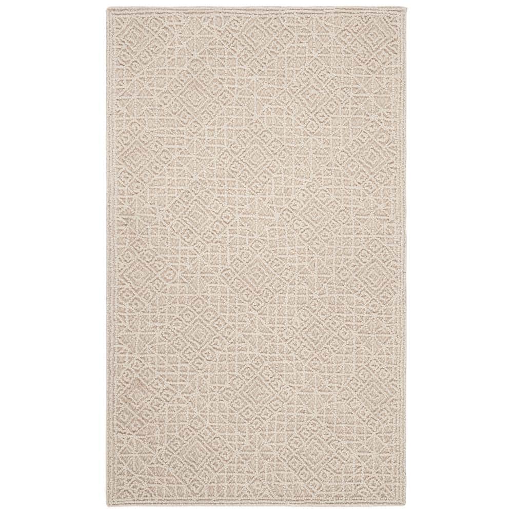 Handmade Tufted Beige Wool Square Area Rug