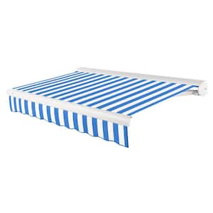 14 ft. Key West Left Motorized Retractable Awning with Cassette (120 in. Projection) Bright Blue/White