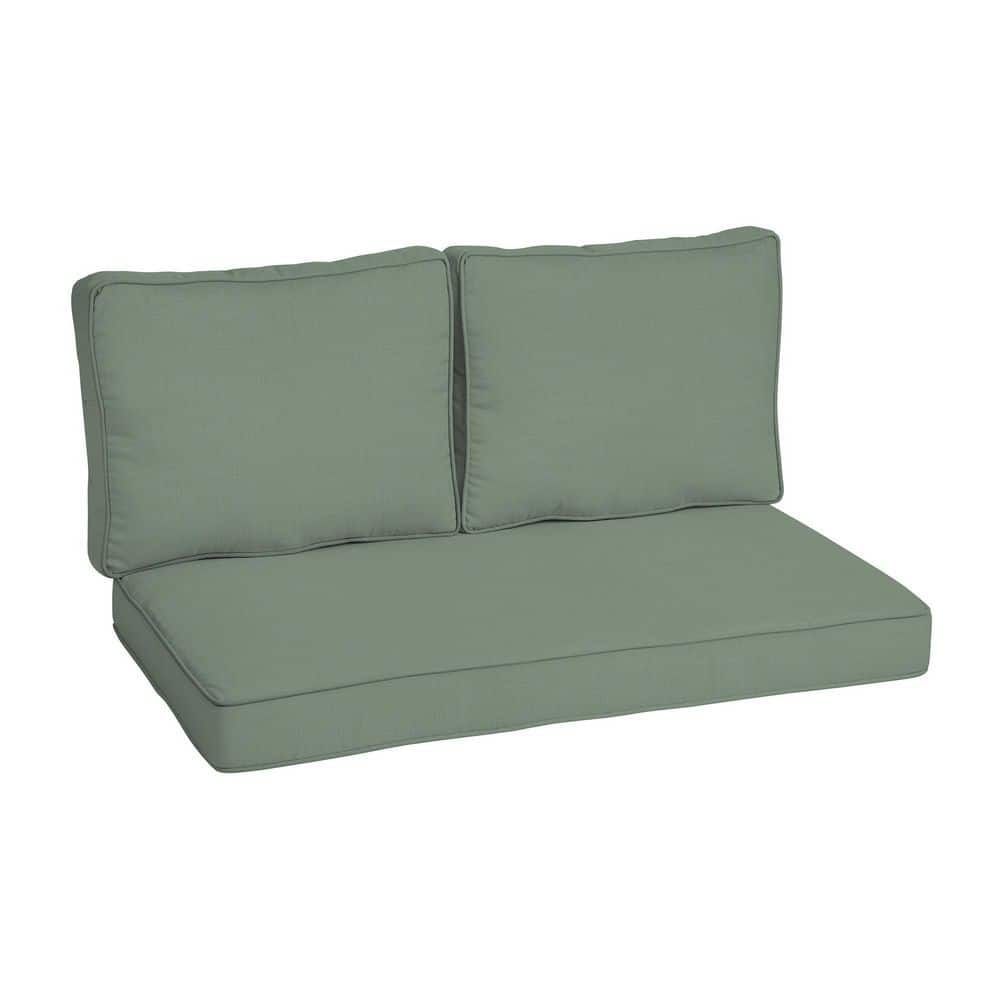 ARDEN SELECTIONS 46 in. x 26 in. Outdoor Loveseat Cushion Set in Sage Green Texture ZP04L07B D9Z1 The Home Depot