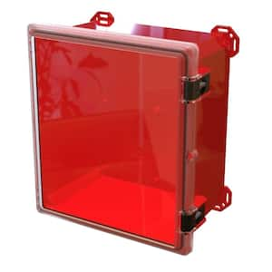 17.8 in. L x 16.3 in. W x 9.3 in. H Polycarbonate Clear Hinged Latch Top Cabinet Enclosure with Red Bottom