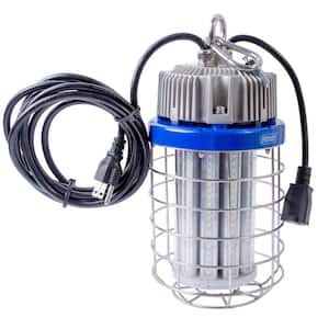 60-Watt LED Luminaire Temporary Plug-In Work Light Fixture, Stainless Steel Cage