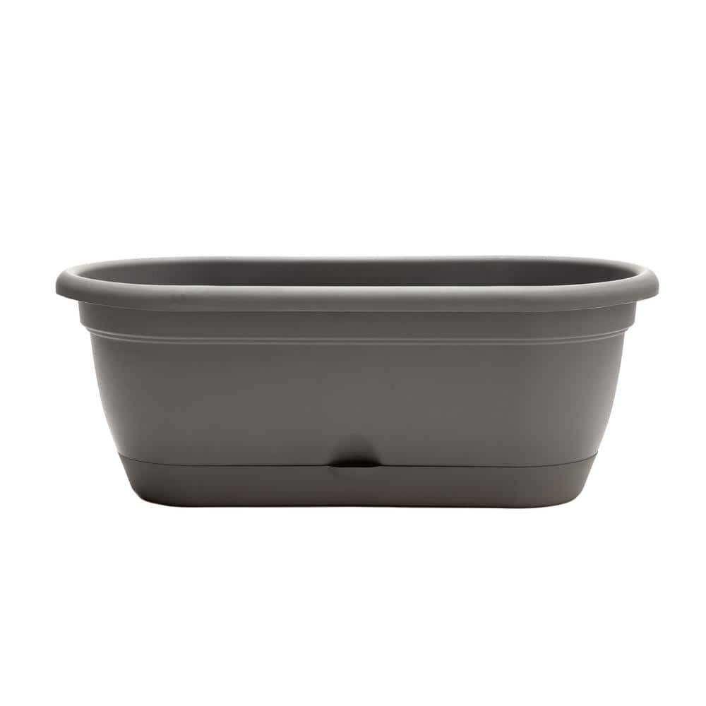 Charcoal Gray 18" Oval Self-Watering Window Box Planter
