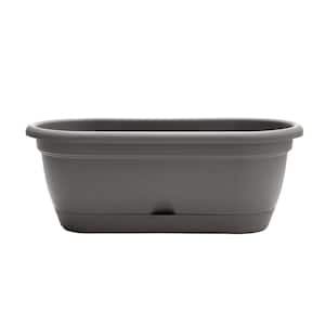 Lucca 19 in. Charcoal Plastic Self-Watering Window Box with Saucer