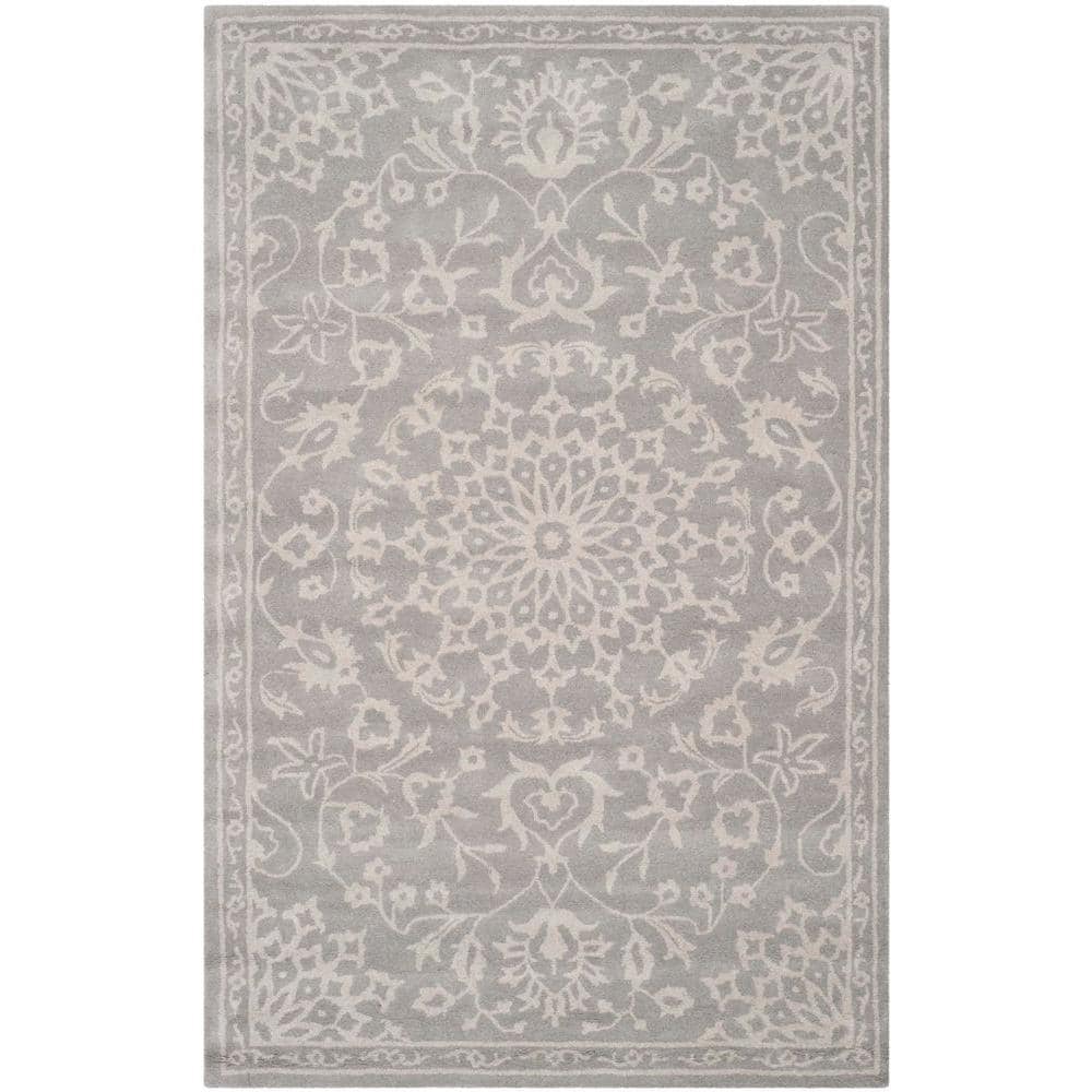 Bella 4' x 6' Gray and Silver Hand-Tufted Wool Area Rug