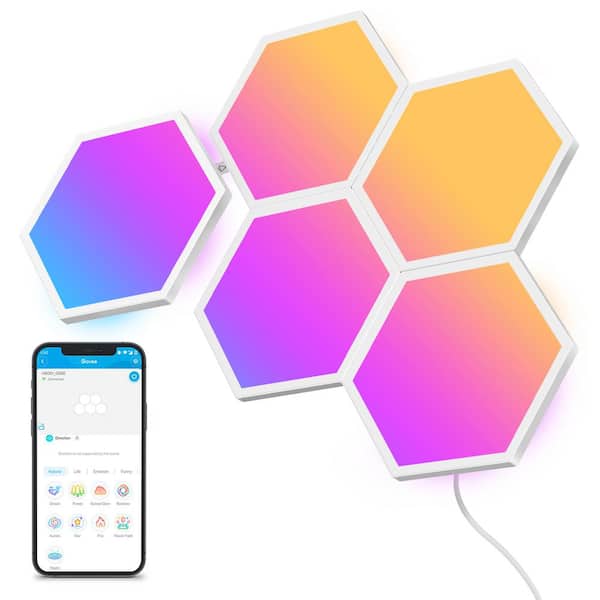 Govee Glide Hexagon Smart Color Changing Plug-In Wi-Fi Enabled Integrated  LED Light Panels (7-Piece) B6061A02 - The Home Depot