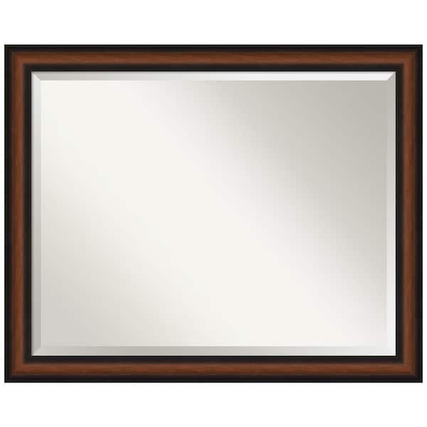 Amanti Art Medium Rectangle Walnut Cherry Beveled Glass Classic Mirror (25.5 in. H x 31.5 in. W)