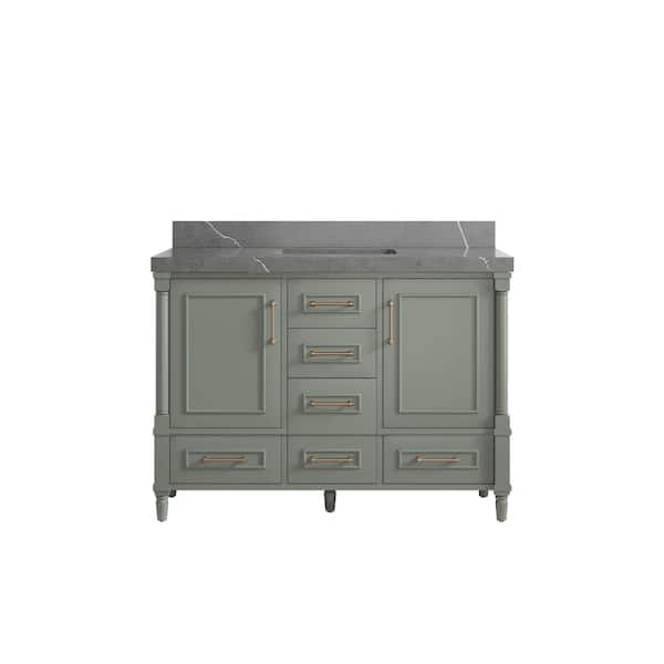 Willow Collections Hudson 48 in. W x 22 in. D x 36 in. H Single Sink Bath Vanity in Evergreen with 2 in. Piatra Gray Qt. Top