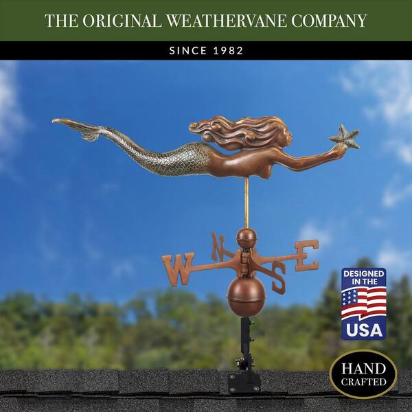 Mermaid Weathervane - Curved Tail - West Coast Weather Vanes