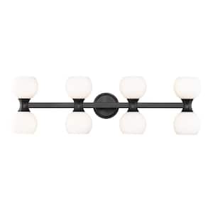 Artemis 6.5 in. 8 Light Matte Black Vanity Light with Matte Opal Glass Shade with No Bulbs Included