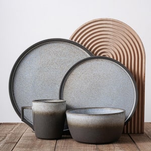 Grey Vince Rustic Stoneware Dinnerware Set (Service for 4)
