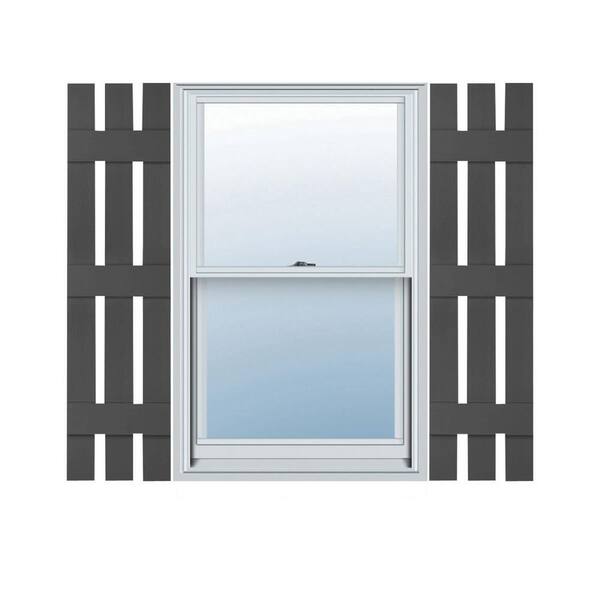 Builders Edge 12 in. W x 72 in. H TailorMade Three Board Spaced (3 Batten), Board-n-Batten Shutters - Tuxedo Grey