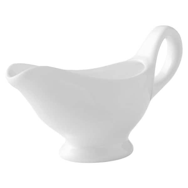 10 oz. White Ceramic Gravy Boat Sauce Server for Salad Dressings, Broth and Creamer
