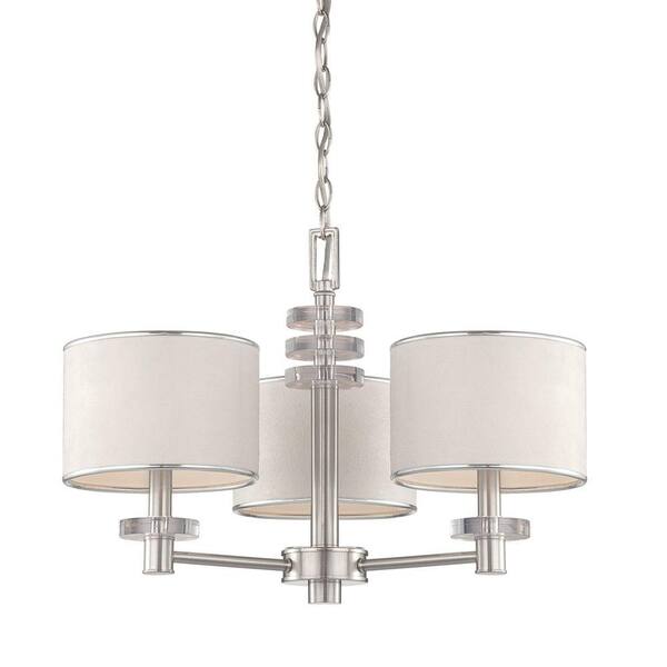 Eurofase Savvy Collection 3-Light Satin Nickel and White Chandelier-DISCONTINUED