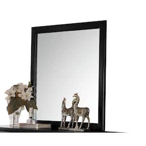 36 in. W x 38 in. H Wooden Frame Black and Silver Wall Mirror