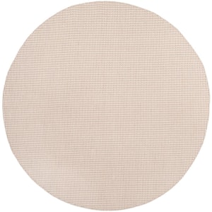 Montauk Ivory/Gray 8 ft. x 8 ft. Multi-Striped Solid Color Round Area Rug