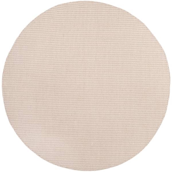 SAFAVIEH Montauk Ivory/Gray 8 ft. x 8 ft. Multi-Striped Solid Color Round Area Rug