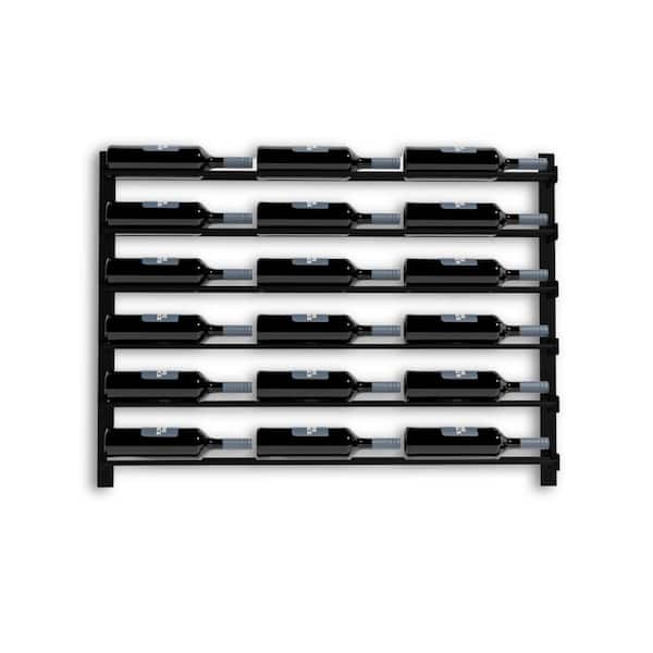 18-Bottle Black 40.6 in.W Metal Wall Mounted Wine Rack Wine Bottle Storage Organizer for Home Bar, Kitchen, Wine Cellar