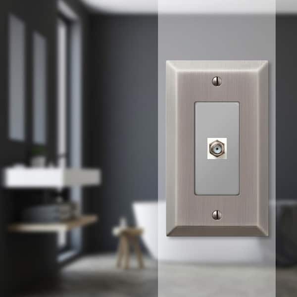 Metallic 1 Gang Coax Steel Wall Plate - Antique Nickel