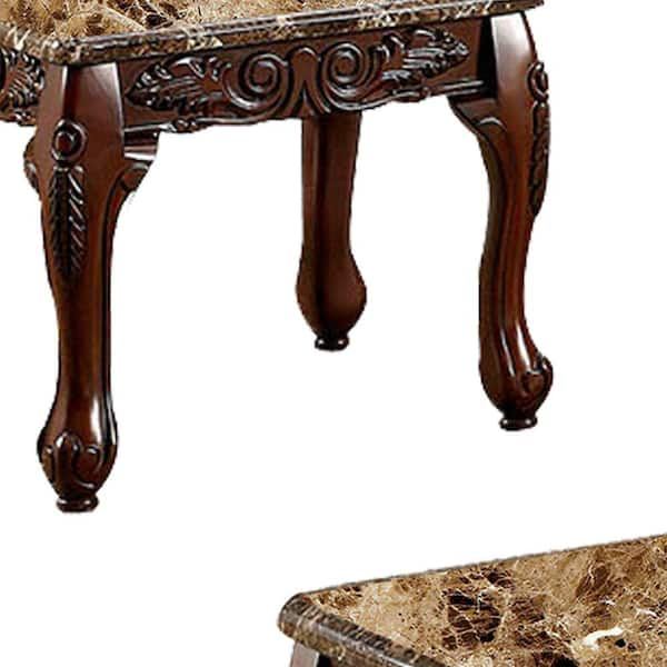 Benjara 3-Piece 48 in. Brown Large Rectangle Marble Coffee Table