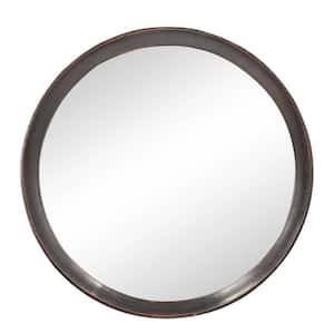 Anky 19.8 in. W x 19.8 in. H Wood Framed Dark Brown Wall Mounted Decorative Mirror