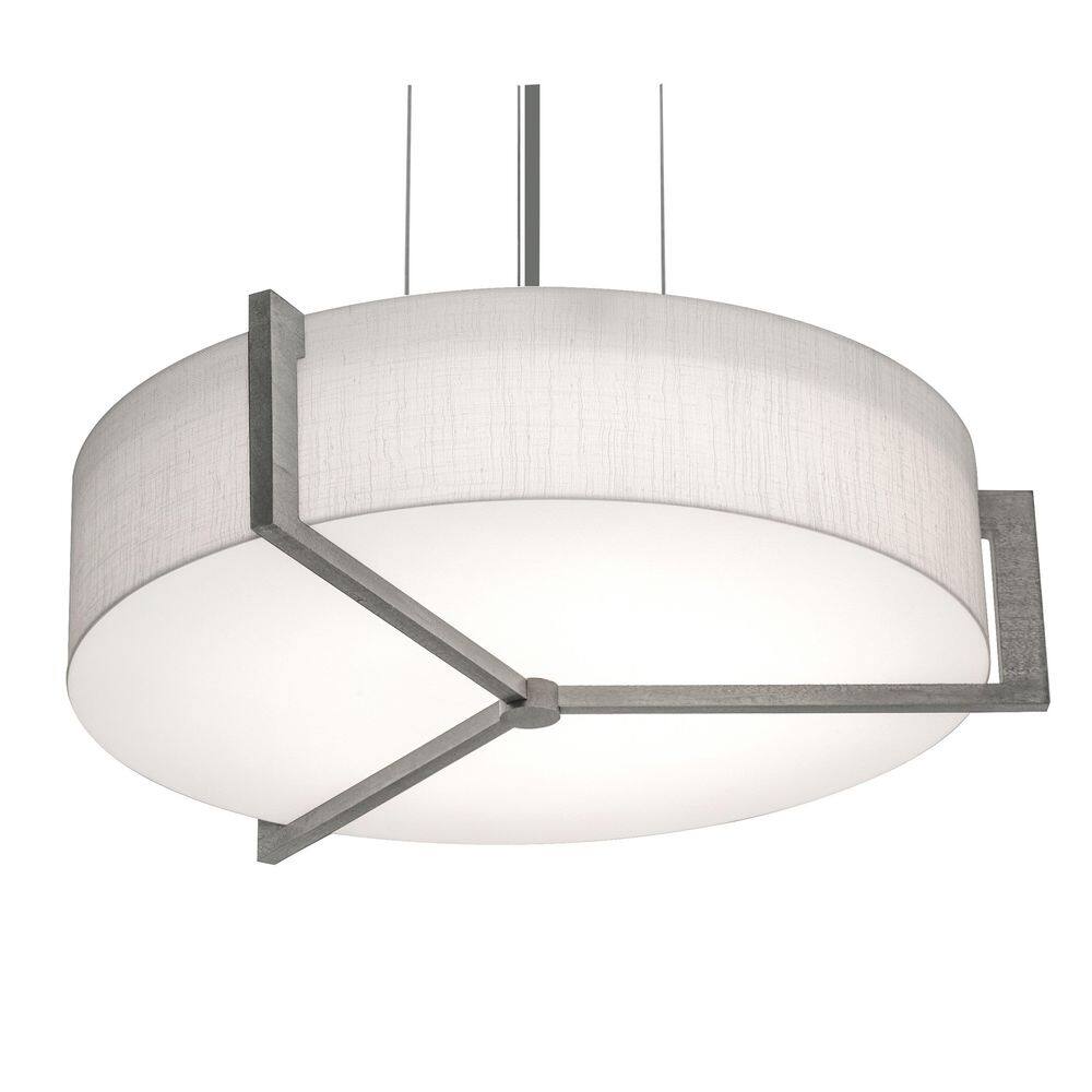 Apex 60-Watt 3-Light Satin Nickel, Weathered Grey, Linen White Shaded Pendant with White Lumafuse Shade price history on PriceWatchPro